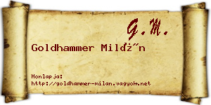 Goldhammer Milán névjegykártya