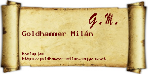 Goldhammer Milán névjegykártya